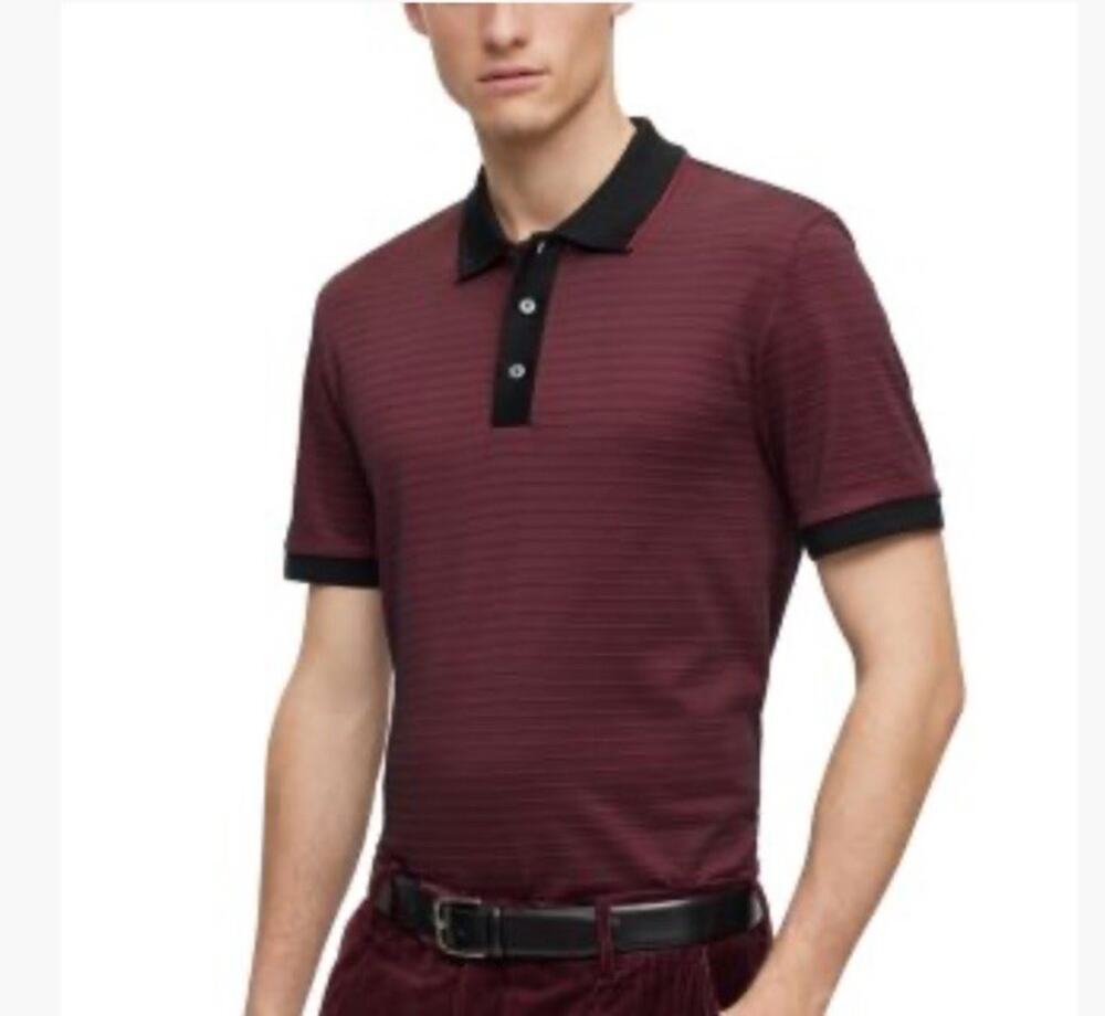 Hugo Boss Shirt Adult Large Maroon Red Polo Short Sleeve Regular Fit Logo Mens L